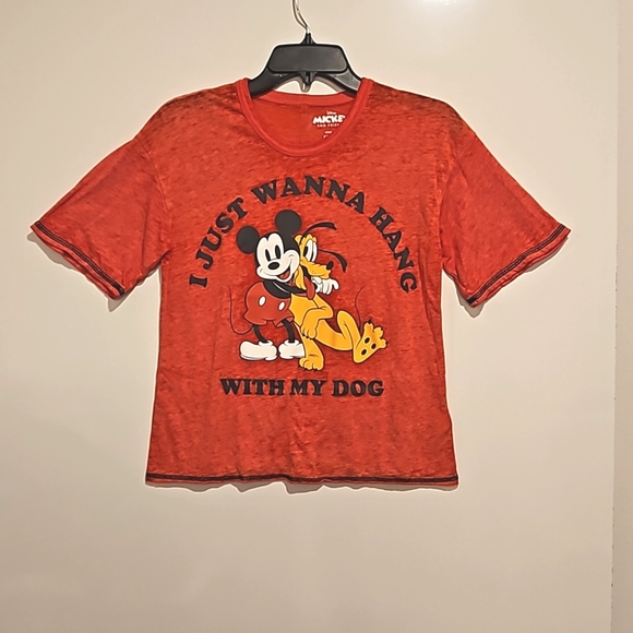 MICKEY AND FRIENDS 'I just wanna hang with my dog' Pluto Mickey graphic tee XS - Picture 1 of 6